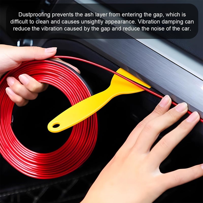 Yourkar Car Interior Trim Strips, 16.4ft Auto Decoration Styling Door Dashboard, DIY Vehicle Interior Filler Insert Flexible Strip with Installing Tool, Univeral Car Accessories (Red) - Image 5